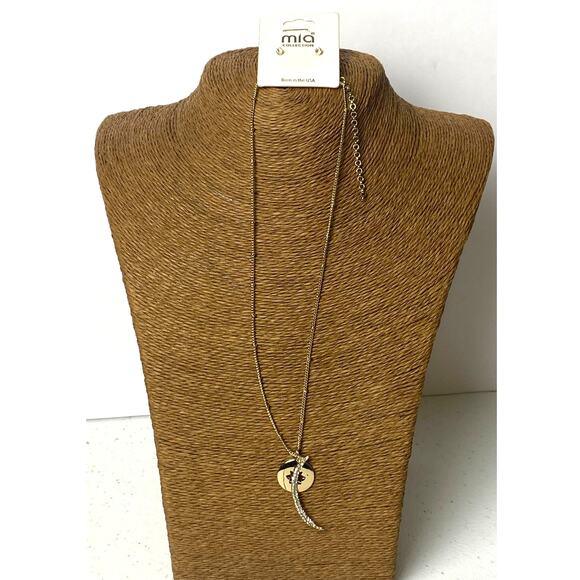 MIA Jewelry - Mia Crescent Moon Star Pendant Necklace and Stud Rhinestone Earrings Set